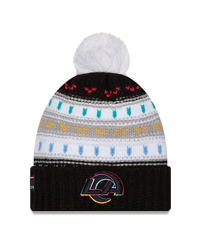 New Era Women's Black Los Angeles Rams 2025 Nfl Crucial Catch Cuffed Knit with Pom Hat
