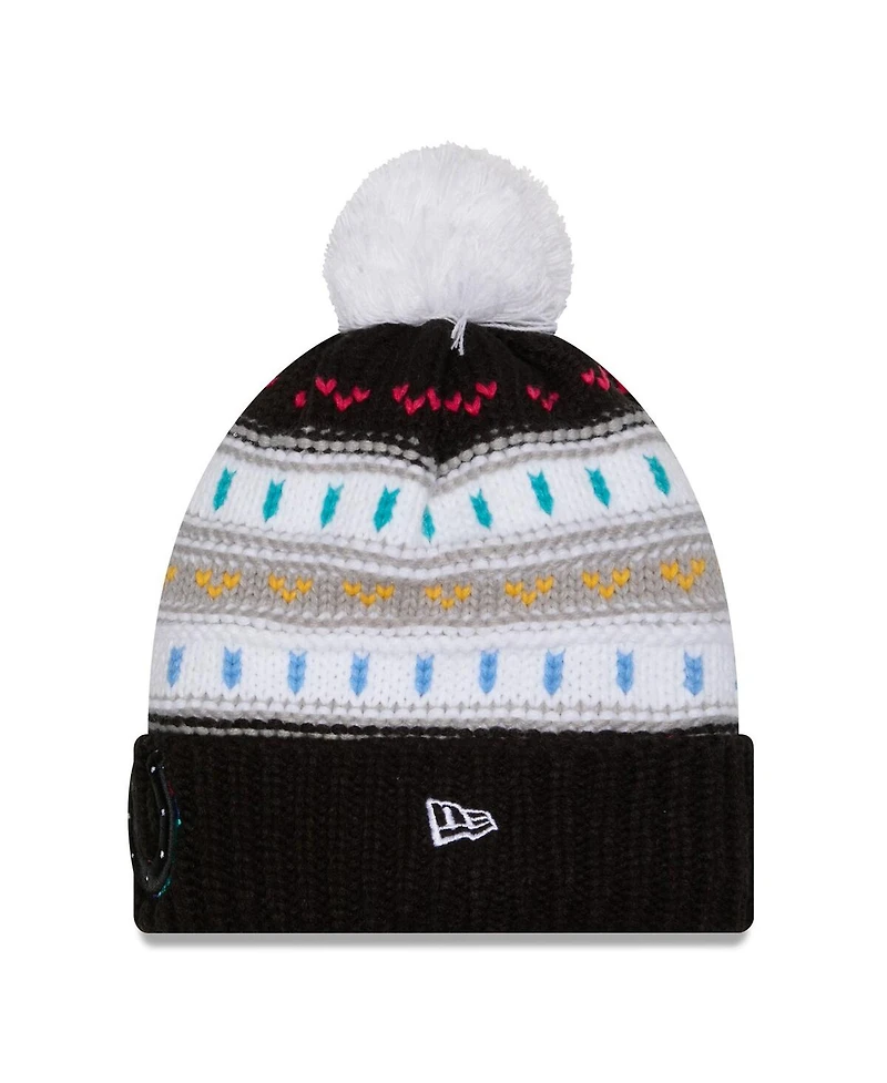 New Era Women's Black Indianapolis Colts 2025 Nfl Crucial Catch Cuffed Knit with Pom Hat