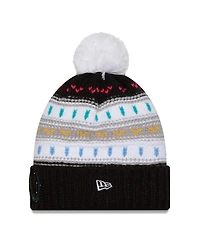New Era Women's Black Indianapolis Colts 2025 Nfl Crucial Catch Cuffed Knit with Pom Hat