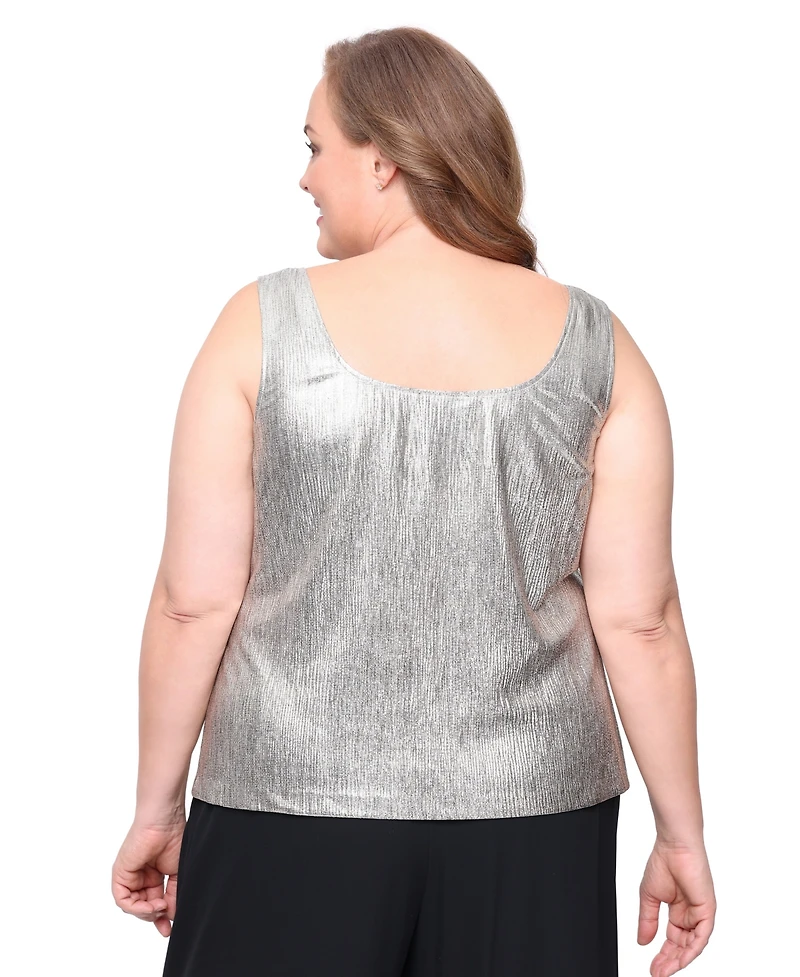Alex Evenings Women's Plus Foil Knit Twinset