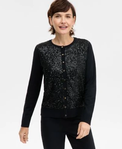 Jm Collection Womens Sequin Party Cardigan Macys Exclusive