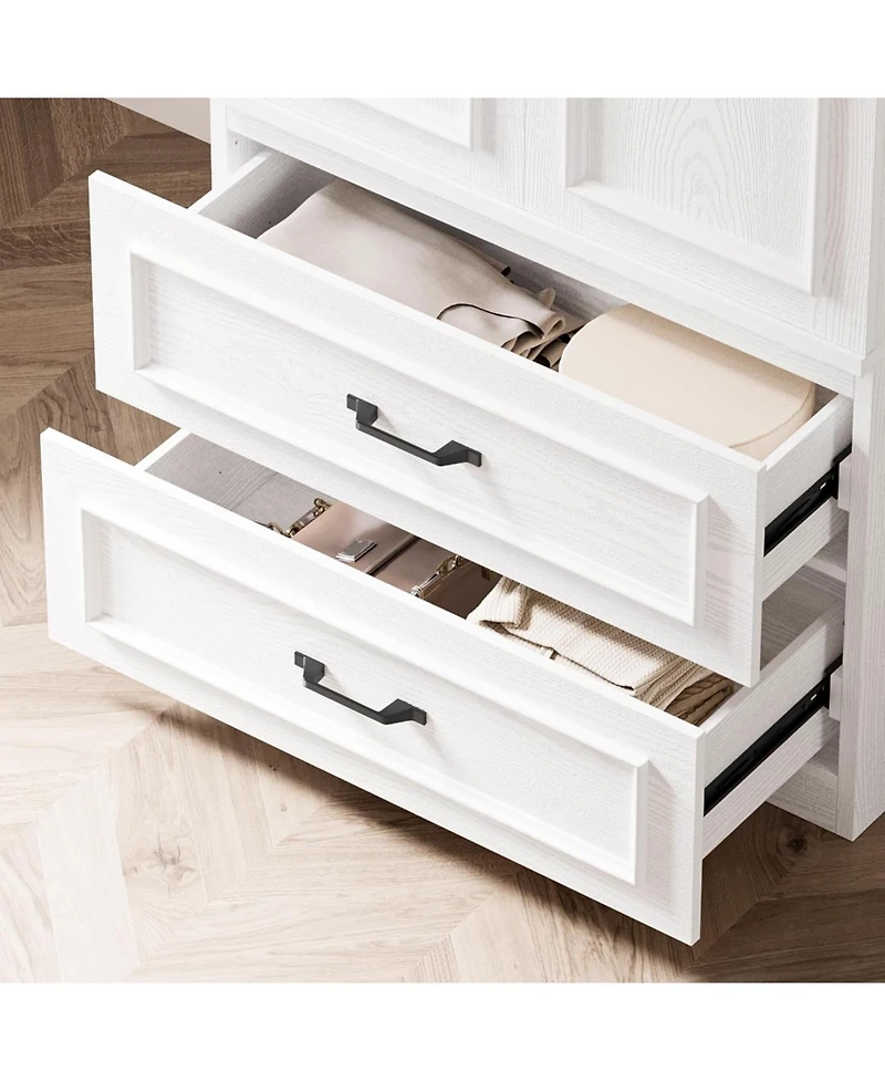 Likimio Freestanding Wardrobe Wardrobe with 2 Doors and 2 Drawers, White