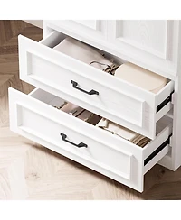Likimio Freestanding Wardrobe Wardrobe with 2 Doors and 2 Drawers, White