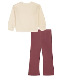Kids Headquarters Baby Girls 2-Piece Printed Top and Ribbed Flare Leggings Set