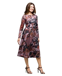 24seven Comfort Apparel Women's Long Sleeve Midi Dress