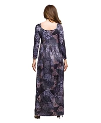 24seven Comfort Apparel Women's Long Sleeve Empire Waist Maxi Dress