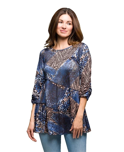 24seven Comfort Apparel Women's Three Quarter Sleeve Tunic Top