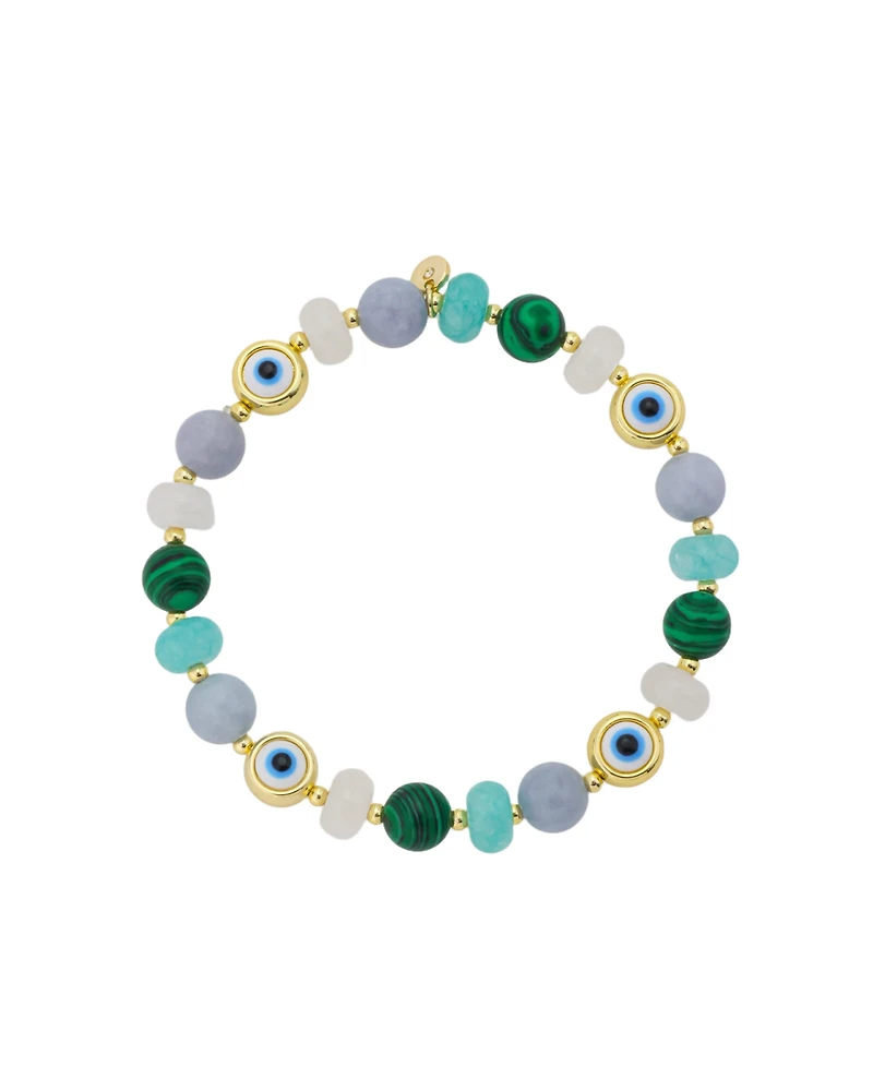Unwritten Semi-Precious Stone Evil Eye Stretch Bracelet