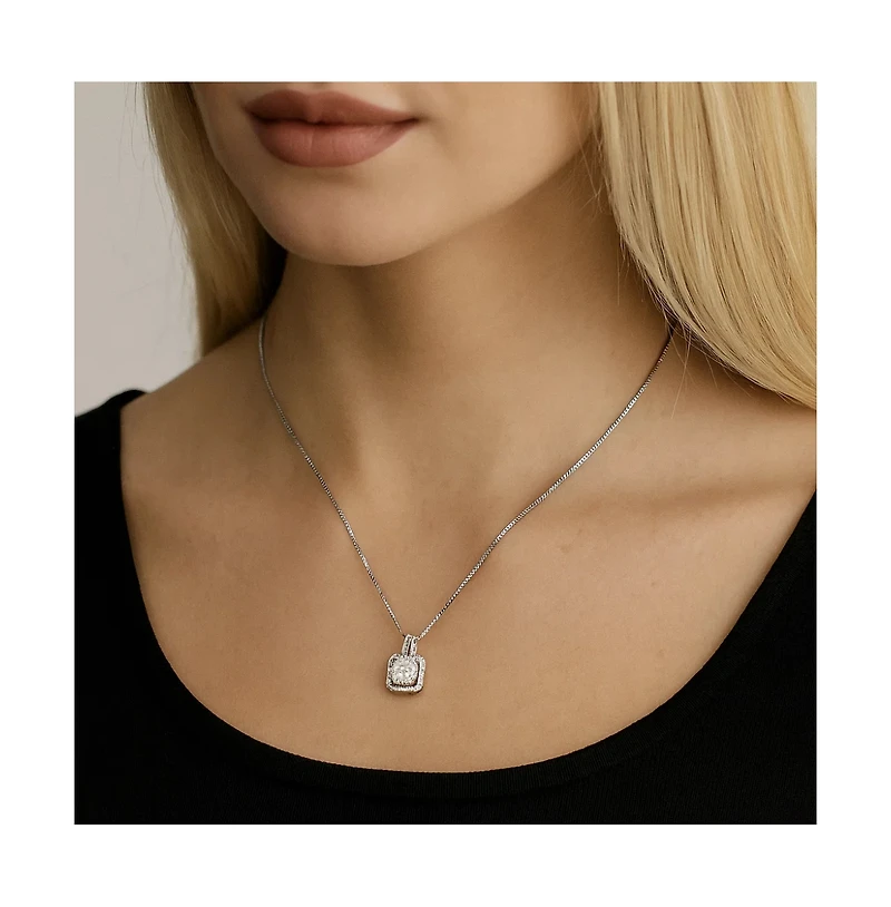 Two Carat Halo Cubic Zirconia Pendant Necklace