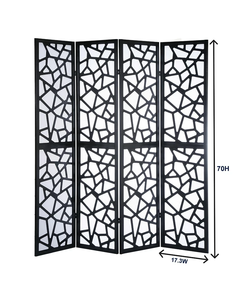 Streamdale Furniture Giyano 4 Panel Screen Room Divider, Black