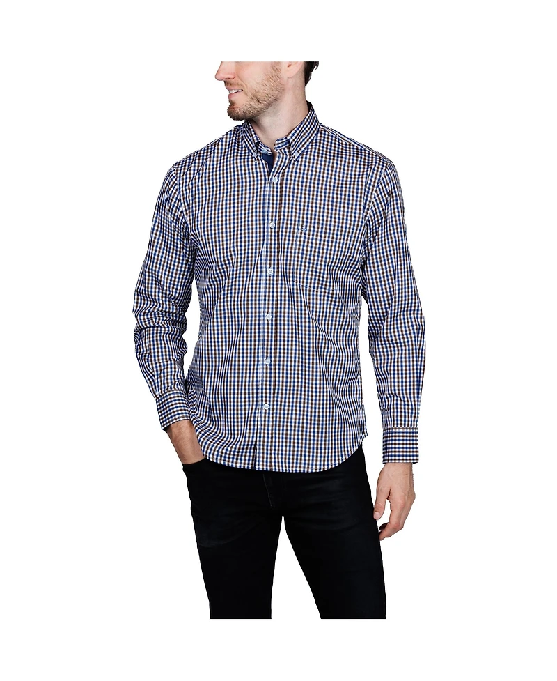Tailorbyrd Men's Multi Check Printed Performance Long Sleeve Shirt