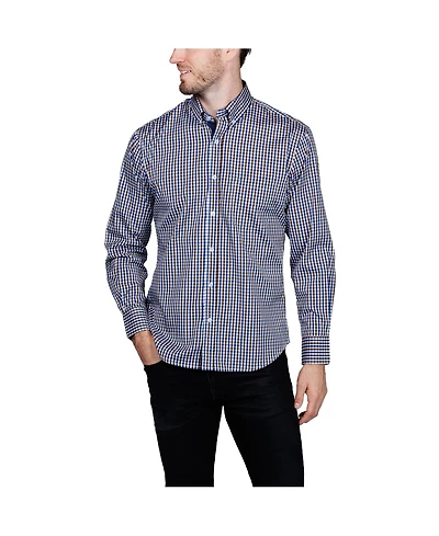 Tailorbyrd Men's Multi Check Printed Performance Long Sleeve Shirt