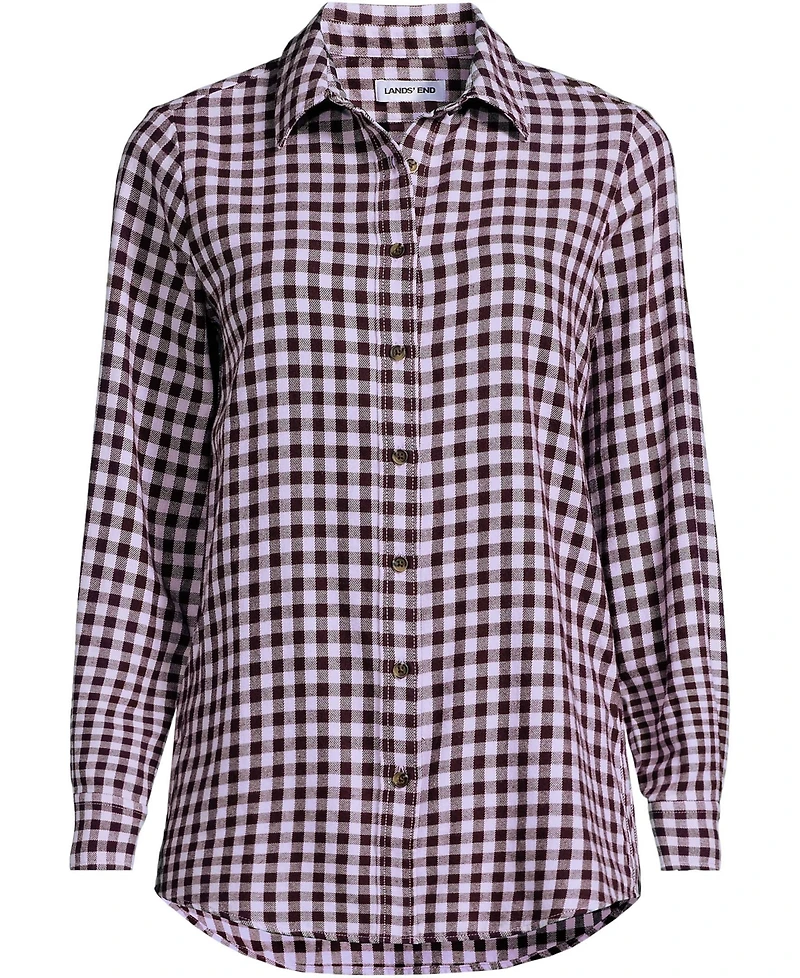 Lands' End Women's Flannel Boyfriend Long Sleeve Shirt