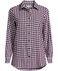 Lands' End Women's Flannel Boyfriend Long Sleeve Shirt