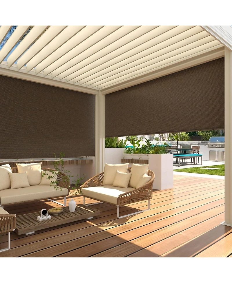Aecojoy Outdoor Roller Shade, 8'(W) x6'(H) Sun Shade Cover Canopy