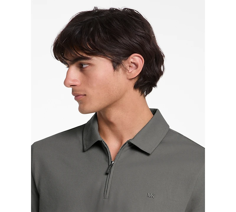 Michael Kors Men's Sleek Regular-Fit 1/4-Zip Pique Polo Shirt