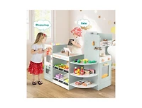 Akiudex Kids Wooden Grocery Store Playset with Cafe Playing and Vending Machine