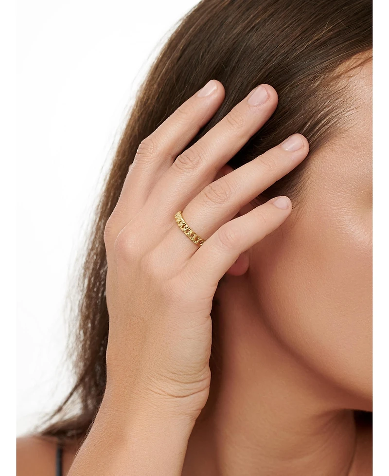 Devata Cuban Link Ring Gold Plated Sterling Silver, 9