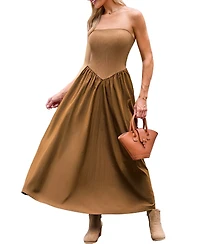 Cupshe Women's Strapless Flowy Maxi Beach Dress