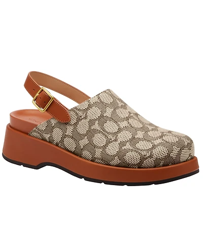Coach Women's Sculpted C Signature Jacquard Logo Platform Clogs