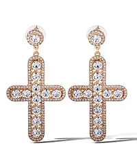 Jessica Simpson Crystal Cross Drop Earrings
