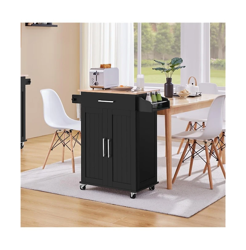 Yaheetech 35" H Rolling Kitchen Island Cart with Spice Rack