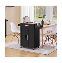 Yaheetech 35" H Rolling Kitchen Island Cart with Spice Rack