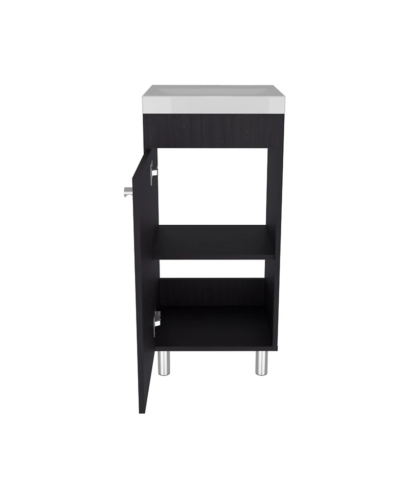 Depot E-Shop Valdez Bathroom Vanity, 1 Door, 4 Legs, 2 Shelves, White