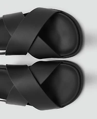Mango Men's Leather Crossed Strap Sandals