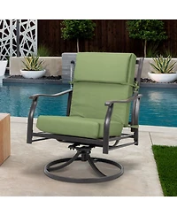 Aoodor Patio High Back Chair Cushion Olefin Fabric Slipcover Sponge Foam 46 x 21 x 4 Inch, Set of 4 (Only Cushions)