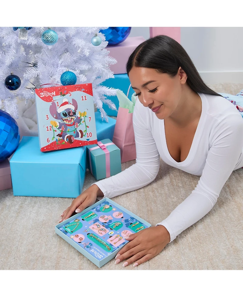 Disney Stitch Jewelry Advent Gift Set: Earrings, Necklace, Bracelet & Charms Mix & Match Christmas Calendar Box Collection