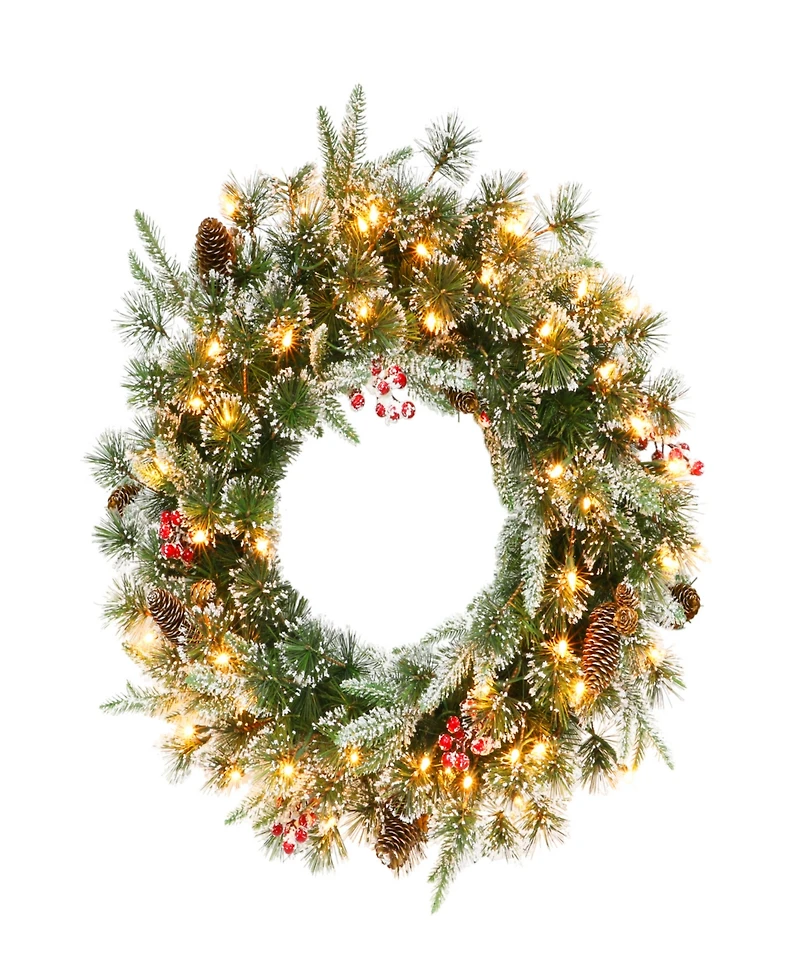 Puleo Pre-Lit Decorated Christmas Wreath