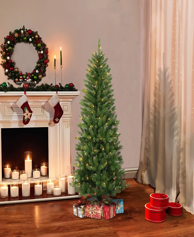 Puleo Pre-Lit Carson Pine Artificial Christmas Tree with 150 Lights, 6'