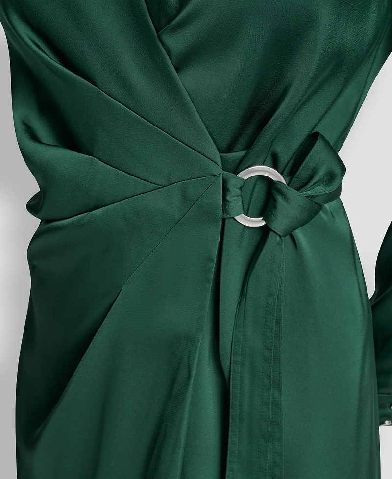 Dkny Long Sleeve Surplice Midi Wrap Dress