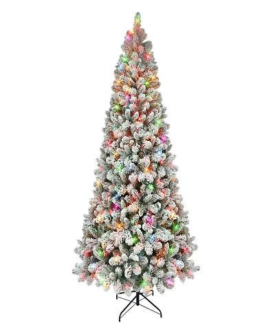 Puleo 6.5FT Pre-Lit Flocked Vancouver Pine Tree