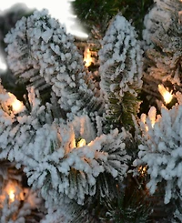 Puleo 6FT Pre-Lit Flocked Vancouver Pine Tree