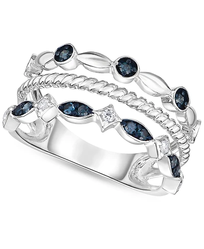Macy's Blue Diamond Ring (1/4 ct. t.w.) in Sterling Silver