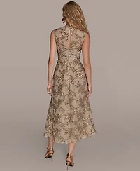 Donna Karan New York Women's Sleeveless Floral A-line Dress