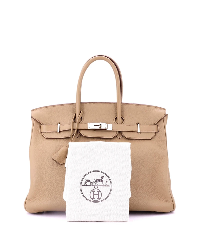 Pre-Owned Hermes Birkin Handbag Light Togo with Palladium Hardware