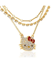 Hello Kitty Double Chain Necklace with Crystal Embellished Charm