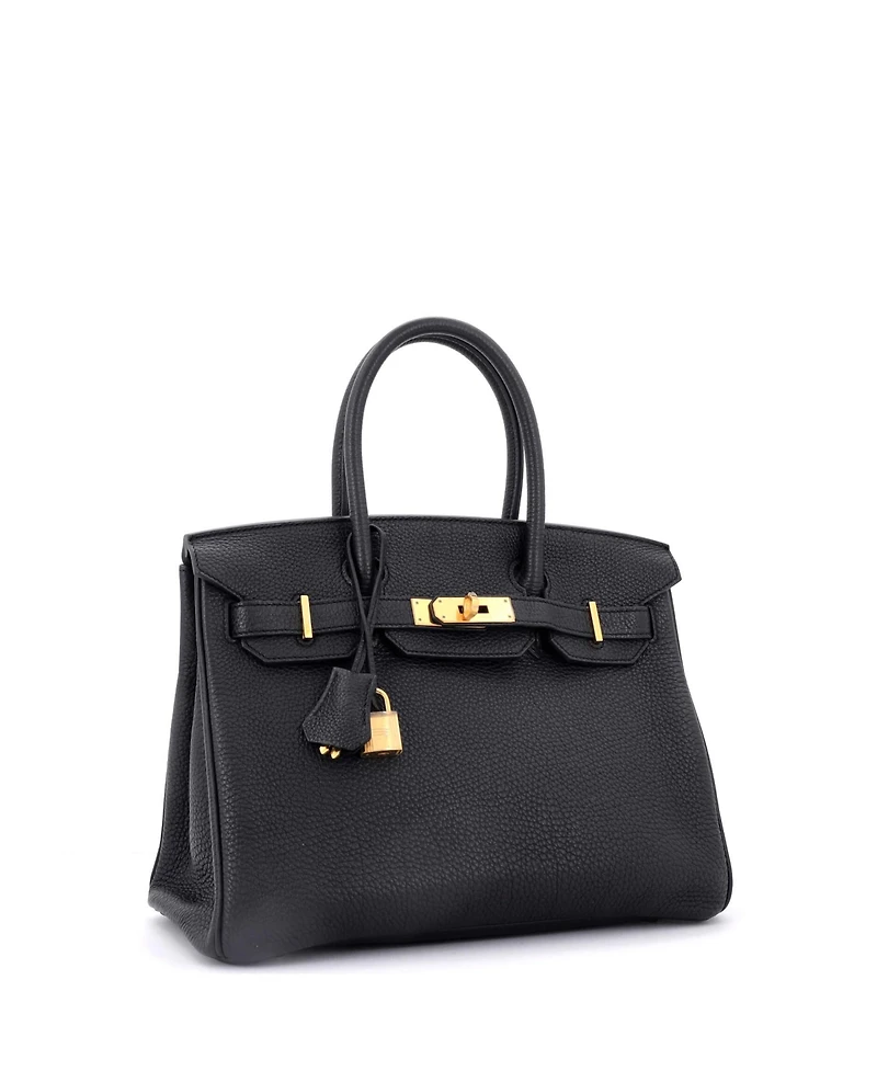 Pre-Owned Hermes Birkin Handbag Clemence with Gold Hardware