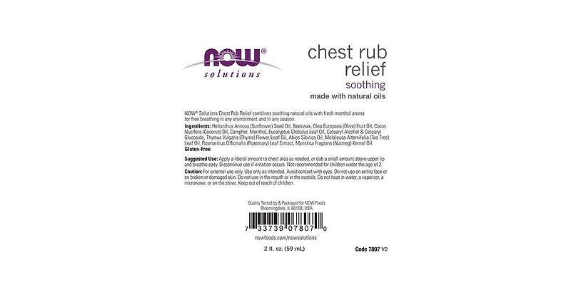 Now Foods Chest Rub Relief ,2 fl oz