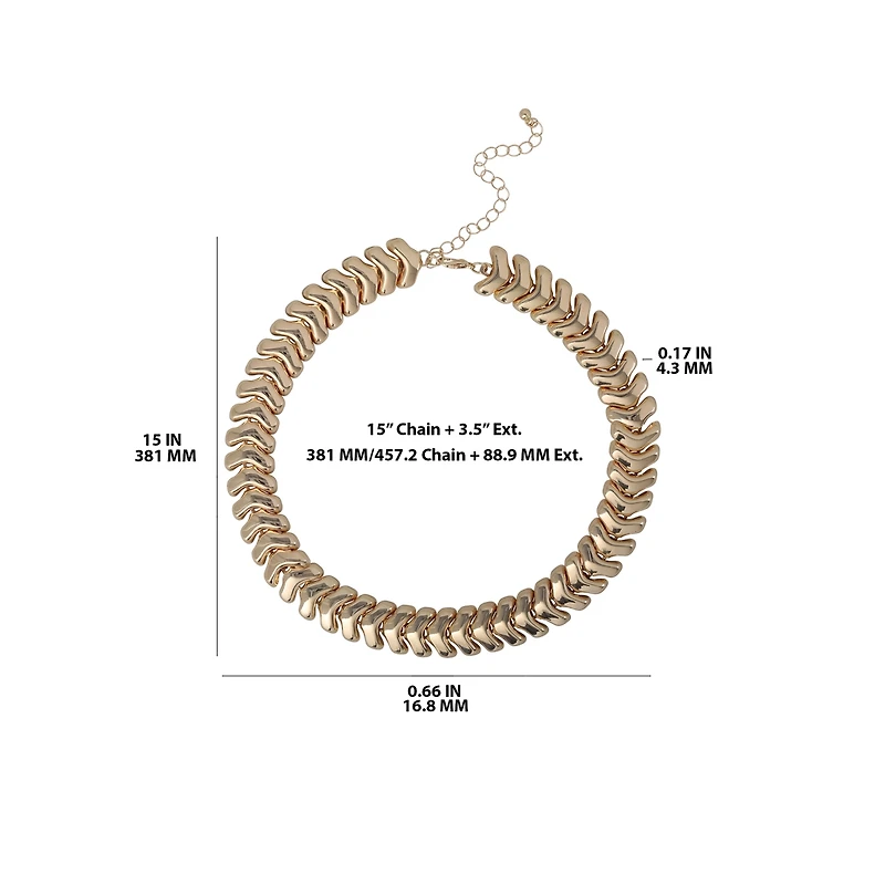 Bcbg Chunky Gold-Tone Chevron Chain Necklace - 15 + 3.5''