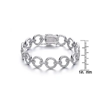 Genevive Sterling Silver Cubic Zirconia Circle Link Bracelet