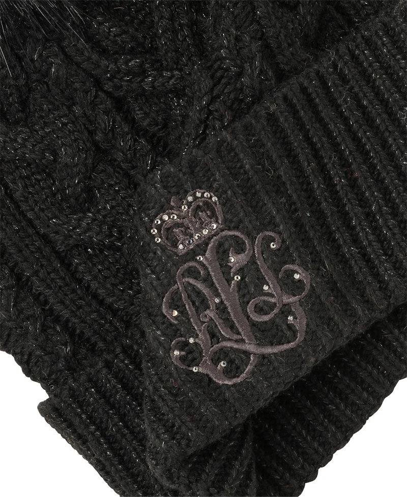 Lauren Ralph Lauren Metallic Embroidered Beanie Hat