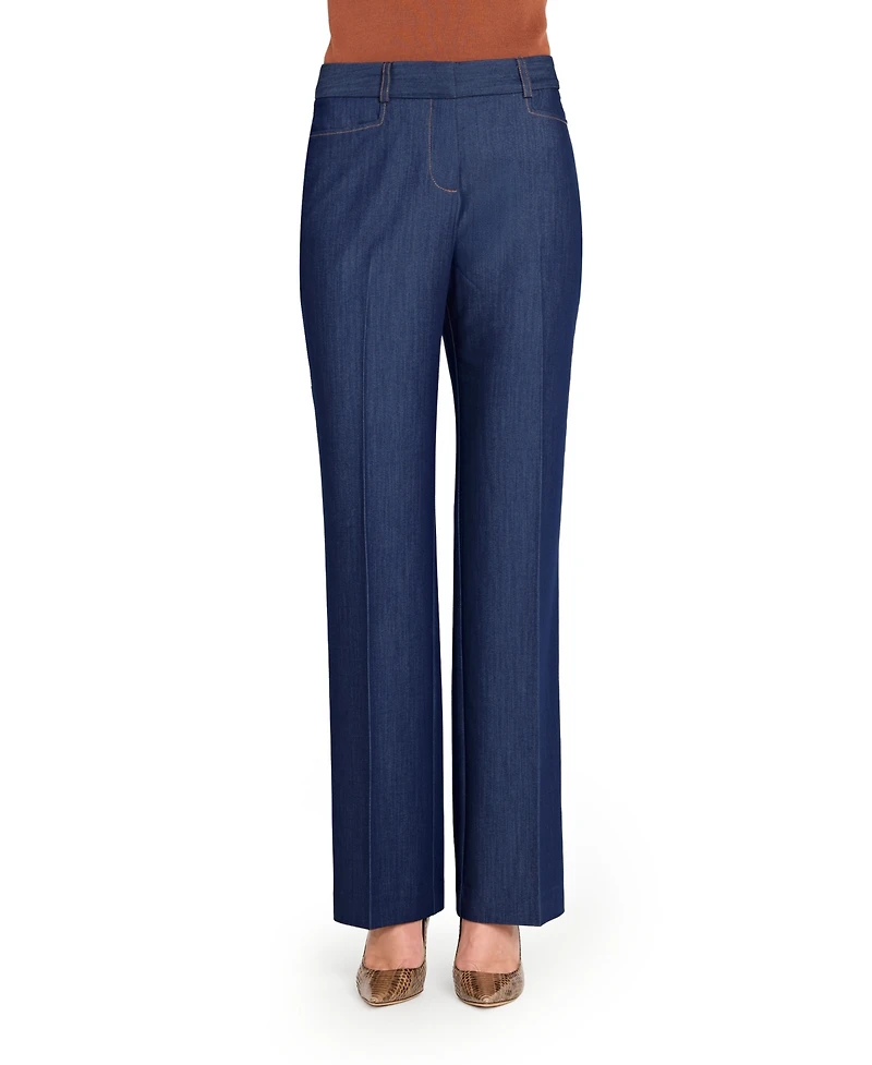 Tahari Asl Women's Mid-Rise Front-Zip Denim Trousers