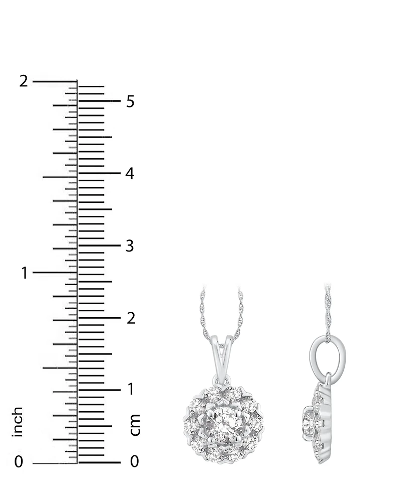 Macy's Diamond Halo Adjustable 18" Pendant Necklace (1 ct. t.w.) in 14k White Gold