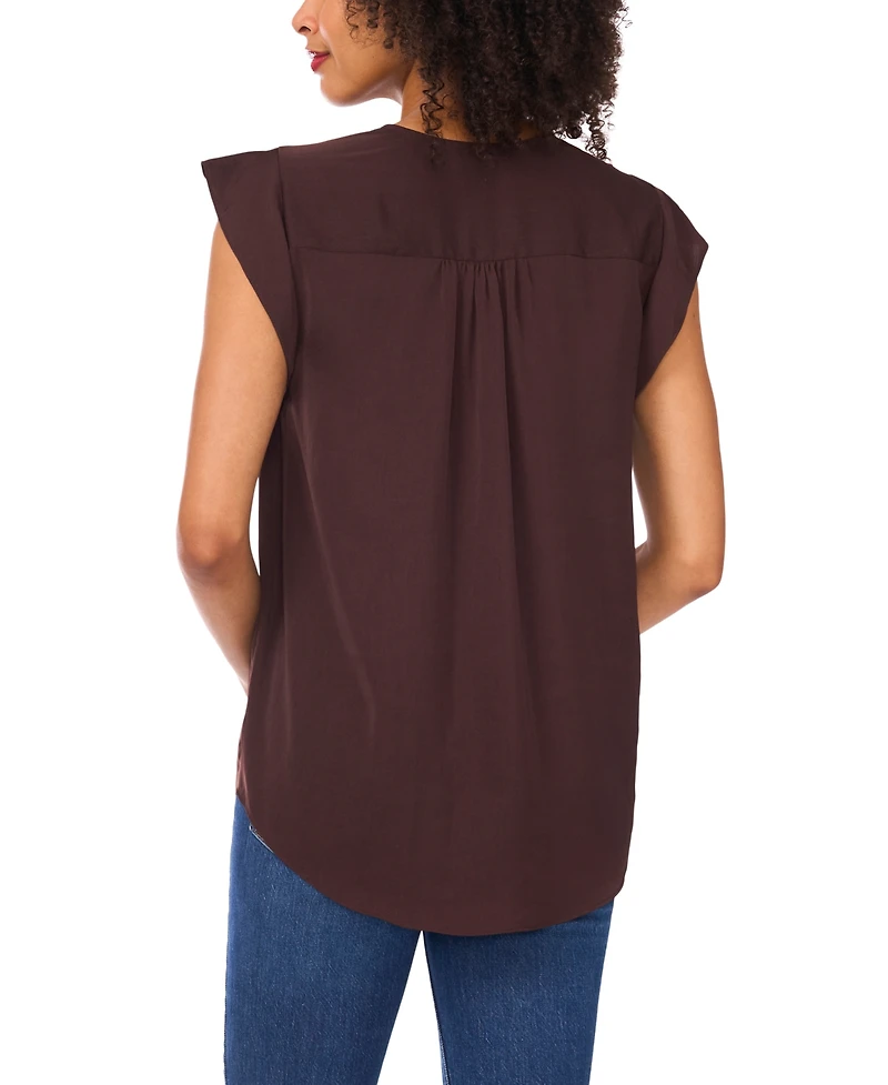 Vince Camuto Women's V-Neck Short-Ruffle-Sleeve Top