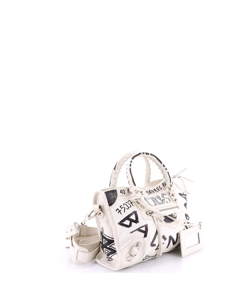 Pre-Owned Balenciaga Small City Graffiti Classic Studs Bag Leather