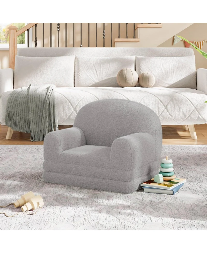 gaomon Kids Sofa Chair, 2-in-1 Convertible Toddler Couch Lounge, Comfy Fold Out Teddy Fleece Fabric Children's Bed